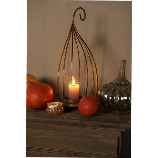 Clayre & Eef - Fyrfadsstage i Gult Glas med Metalkant