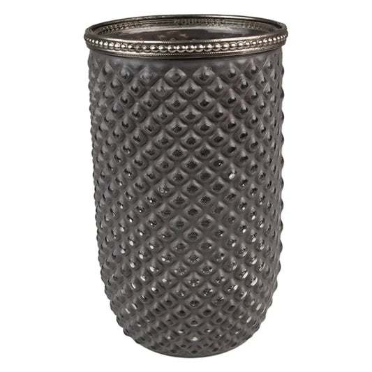 Clayre & Eef - Fyrfadsstage i Gråt Glas med Metalkant