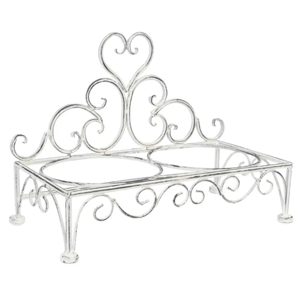 Clayre & Eef - Madskål til Kæledyr i Hvid, Jern