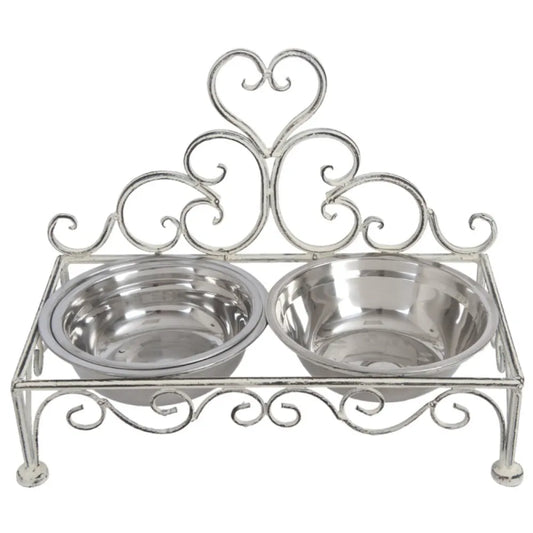 Clayre & Eef - Madskål til Kæledyr i Hvid, Jern