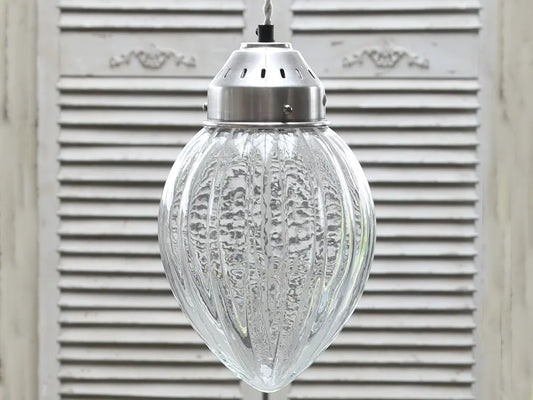 Chic Antique - Lampe m. riller glas håndlavet