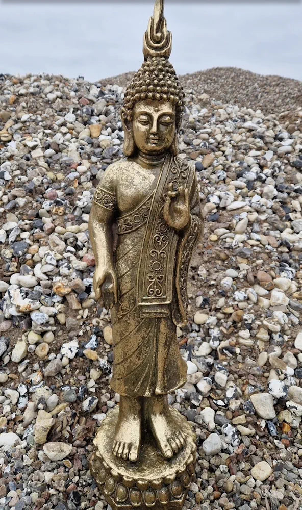 Imponerende 87 cm Guld Buddha Statue - Elegant Dekoration