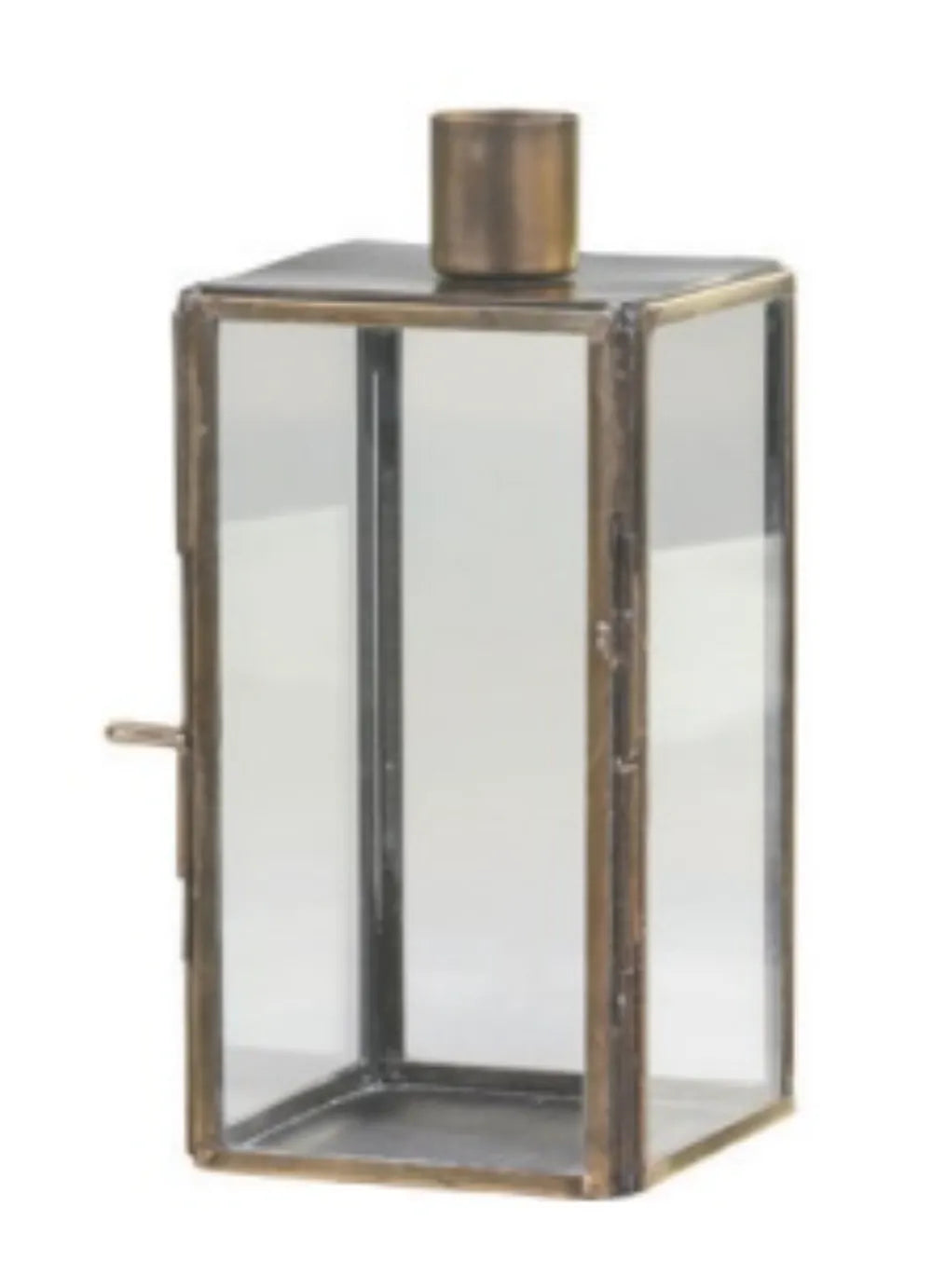 Chic Antique Lysestage i Antique Messing med Glas og Jern H16/L7,5/B7,5 cm