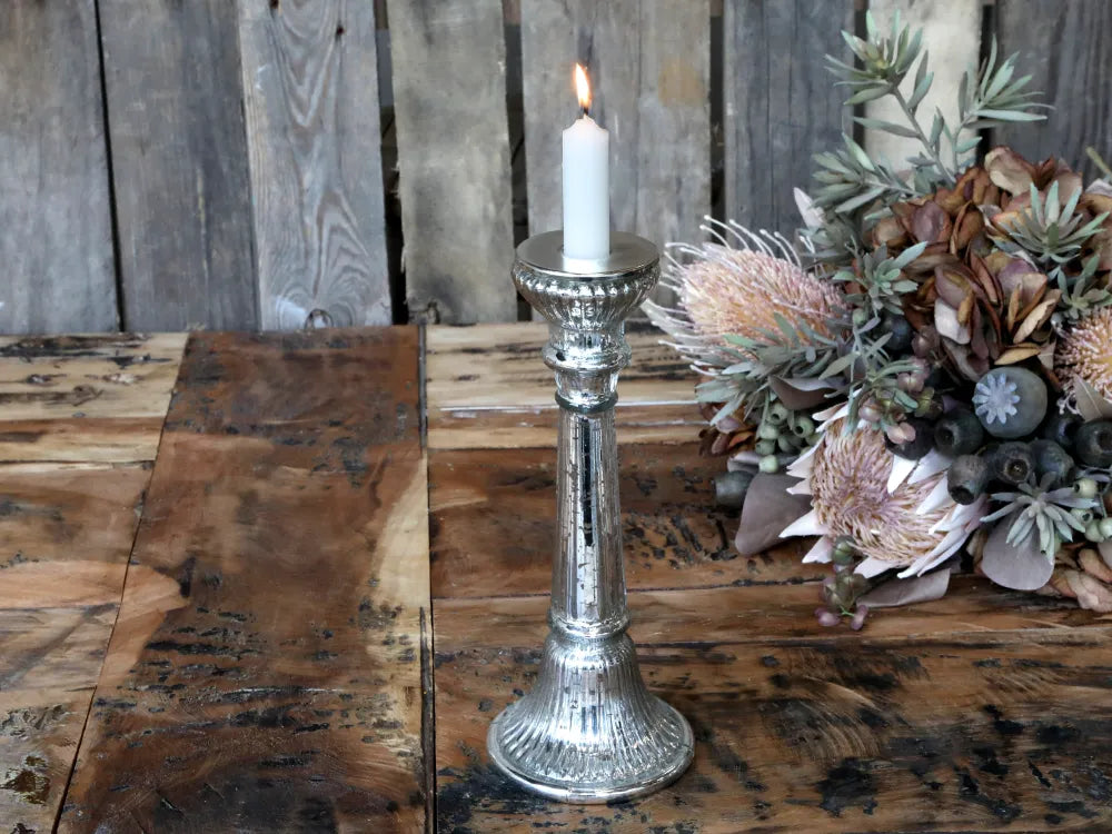 Chic Antique - Lysestage m. perlekant til bedelys, H20,5