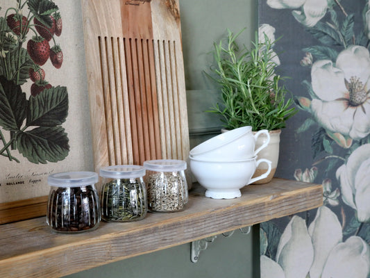 Opbevaringsglas m. riller & låg sæt af 2, H7,5/Ø7,5 cm klar