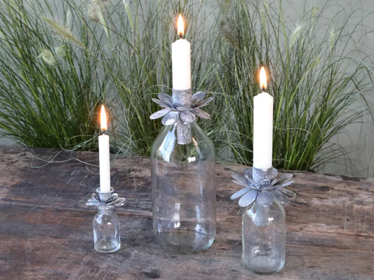 Chic Antuque - Glasflaske m. lysholder til kertelys H8/Ø4