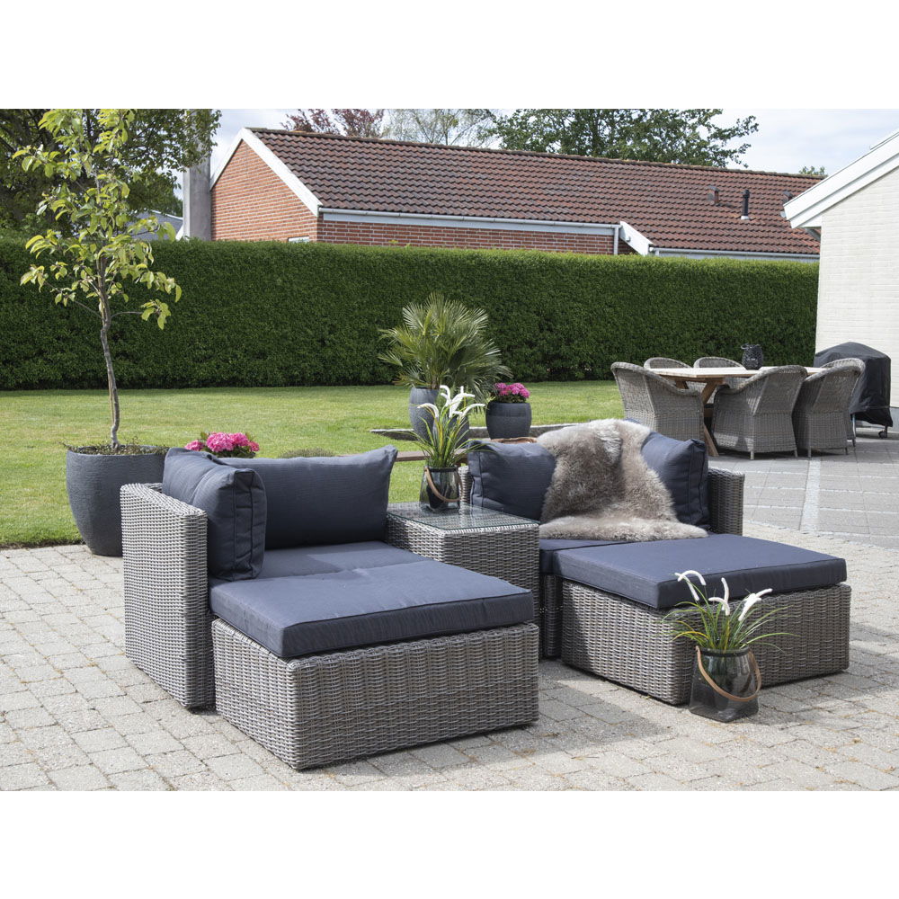 House Nordic - Rossi Loungesæt i polyrattan, kubu grå