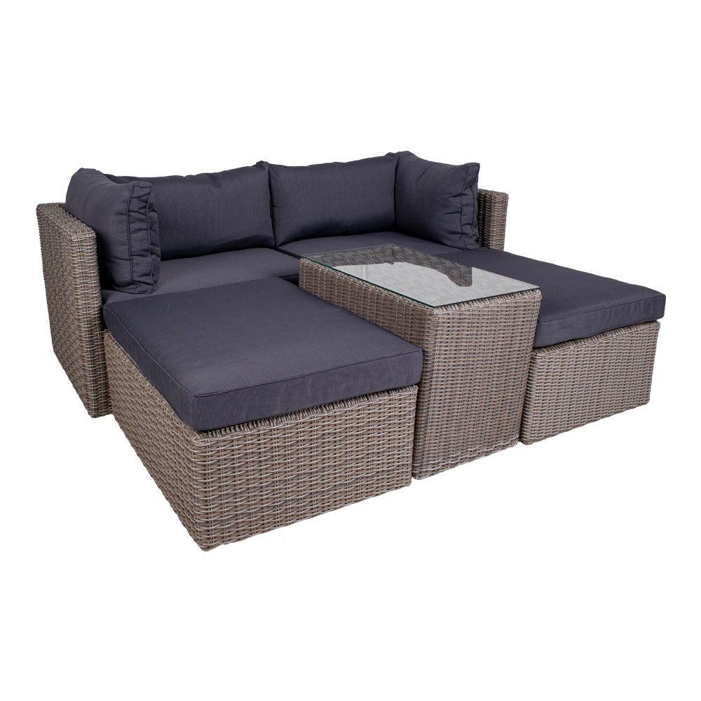 House Nordic - Rossi Loungesæt i polyrattan, kubu grå