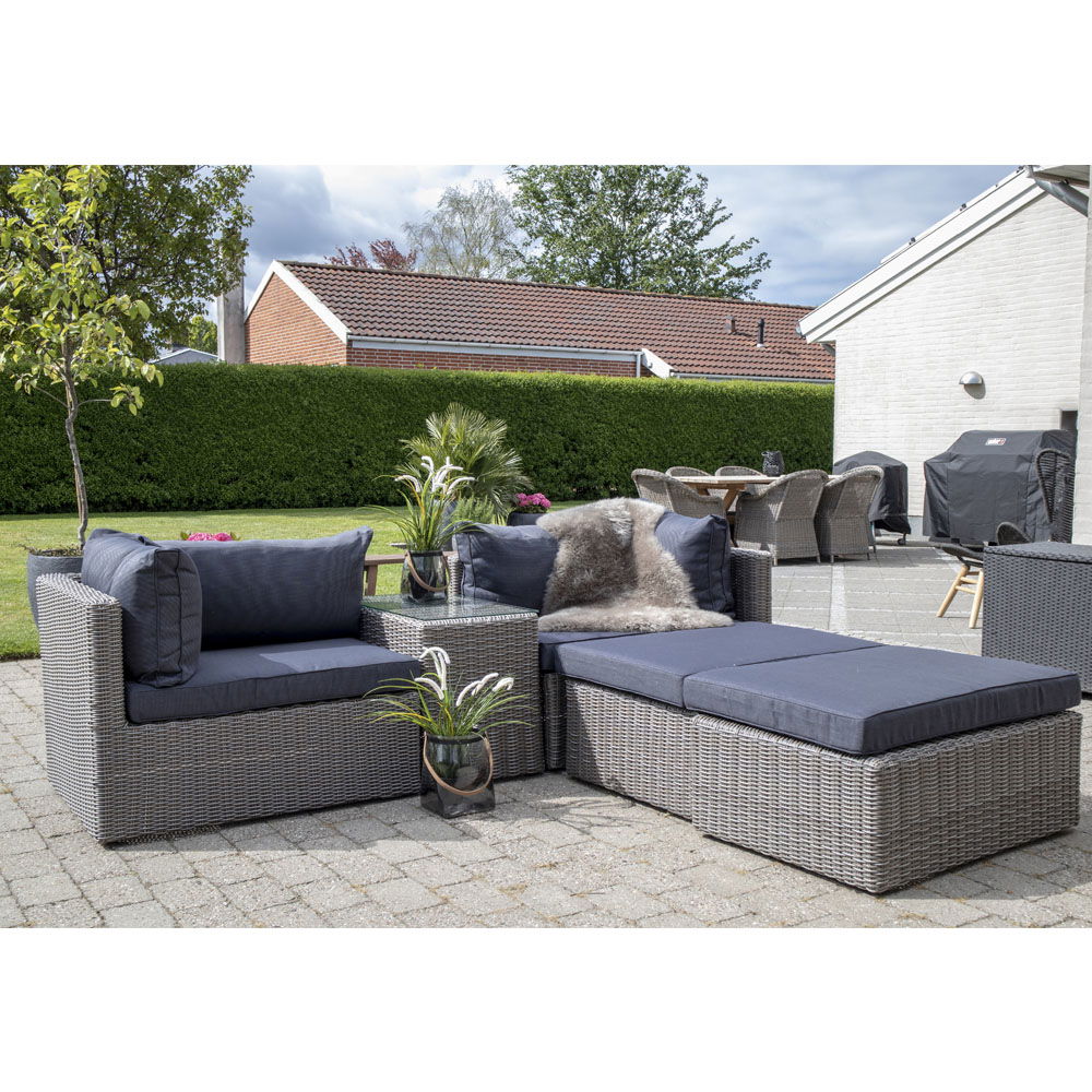 House Nordic - Rossi Loungesæt i polyrattan, kubu grå