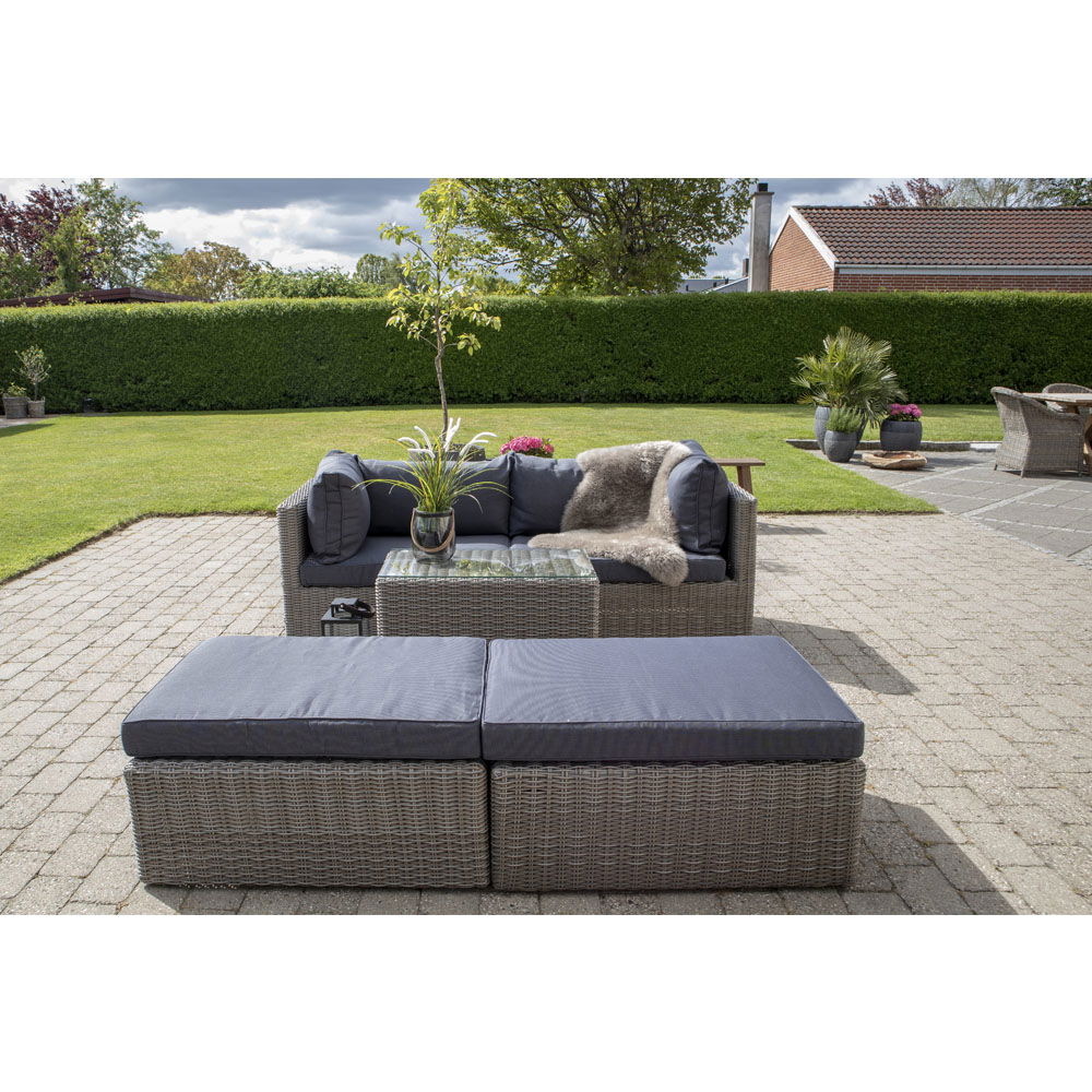 House Nordic - Rossi Loungesæt i polyrattan, kubu grå