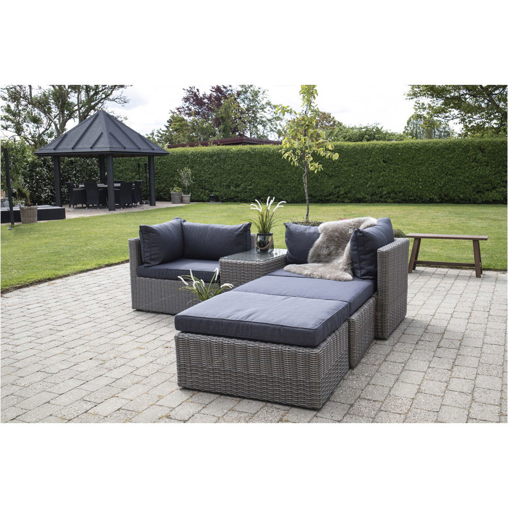 House Nordic - Rossi Loungesæt i polyrattan, kubu grå