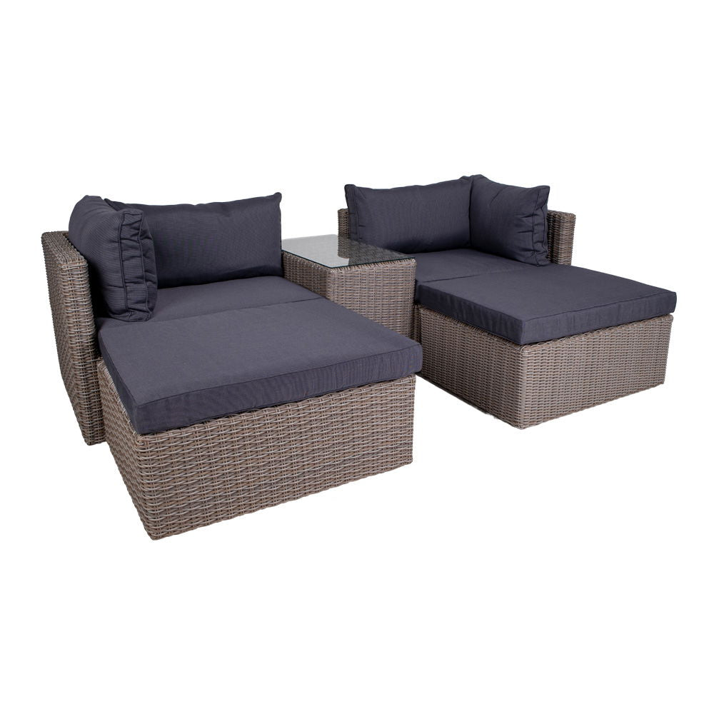 House Nordic - Rossi Loungesæt i polyrattan, kubu grå