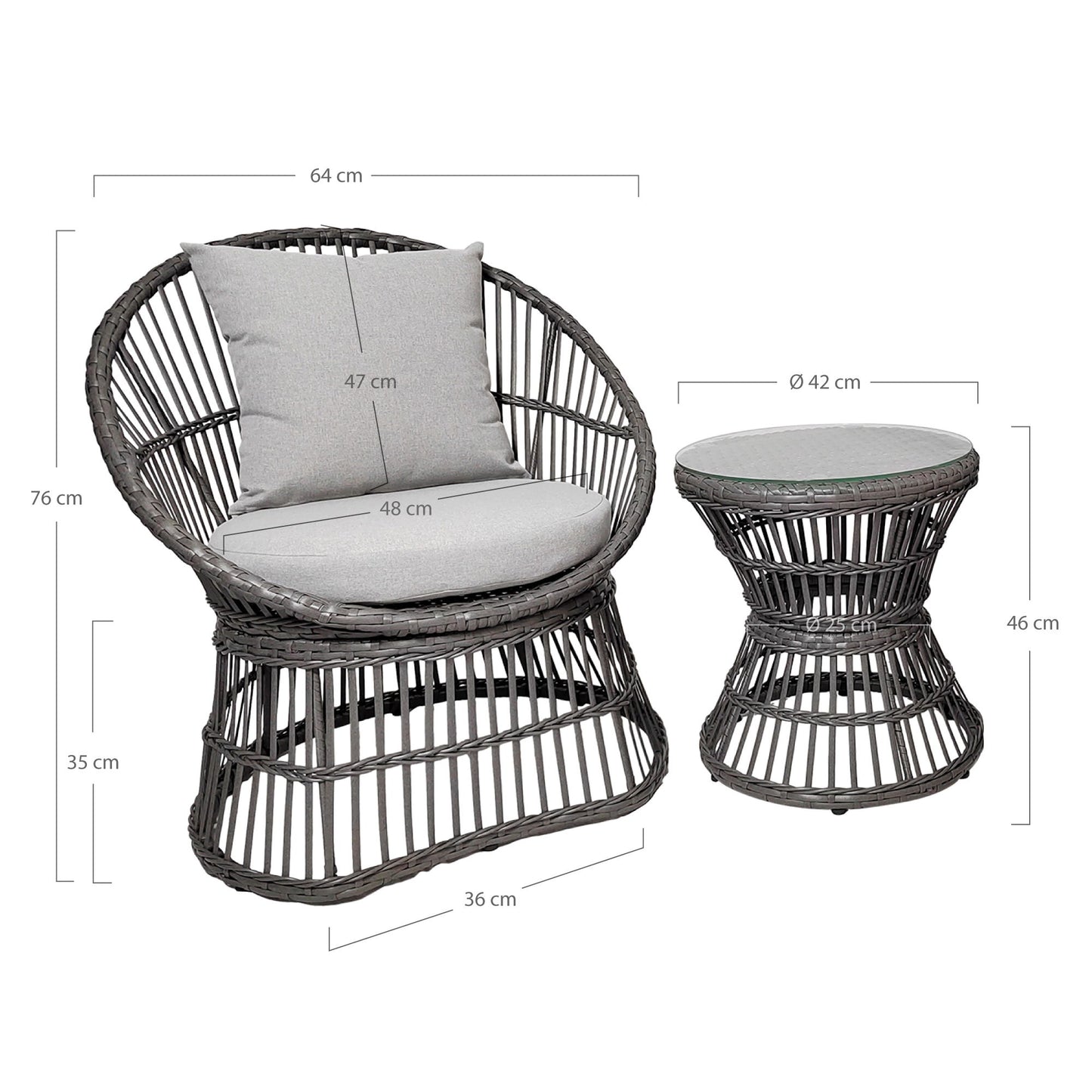 House Nordic - Natal Loungesæt, polyrattan, grå, inkl. hynder