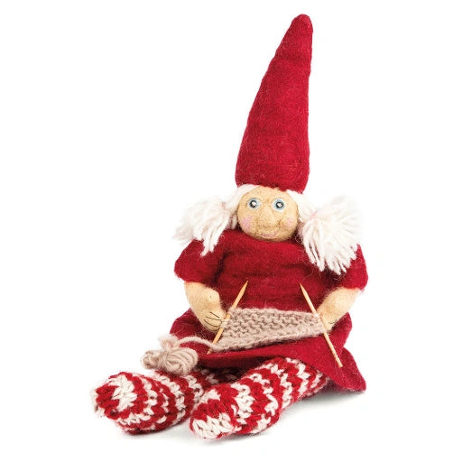 Nisse, stor med strikke sæt, Thea