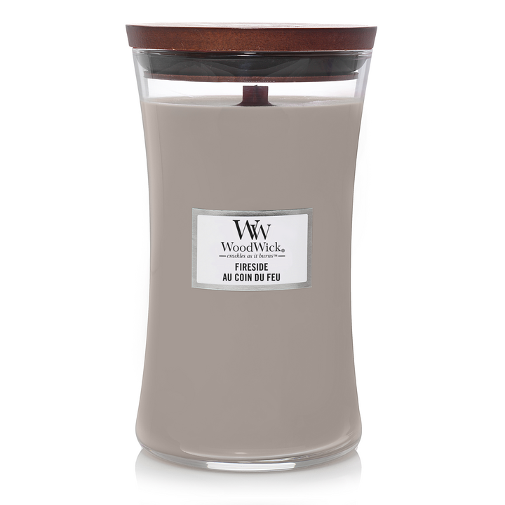 WoodWick - Fireside stort timeglas stearinlys