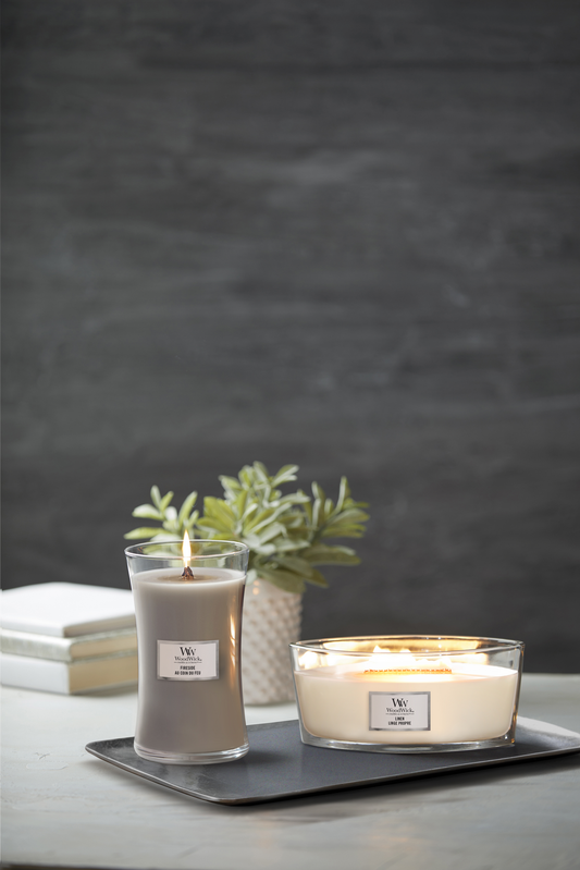WoodWick - Fireside stort timeglas stearinlys