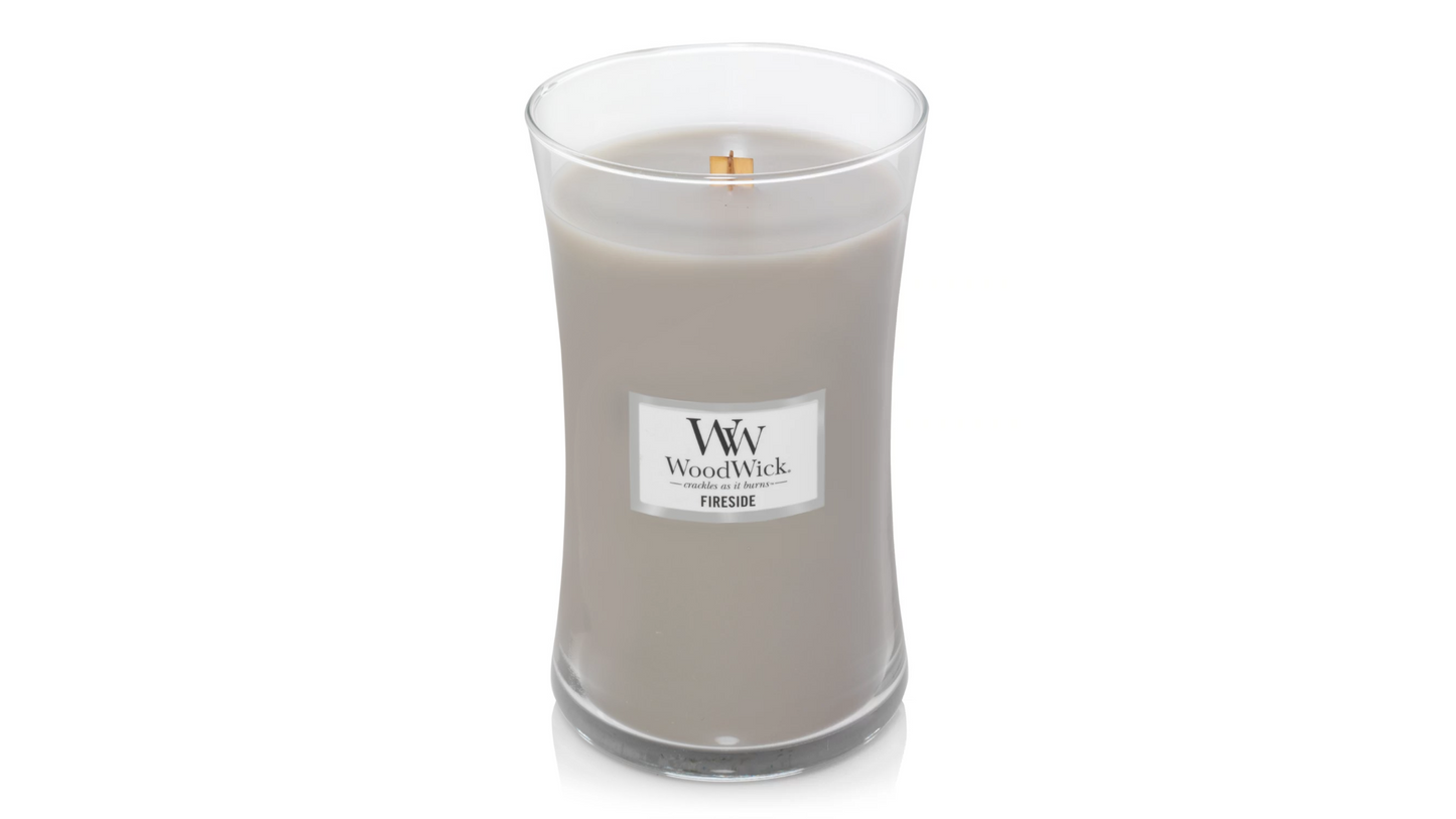WoodWick - Fireside stort timeglas stearinlys