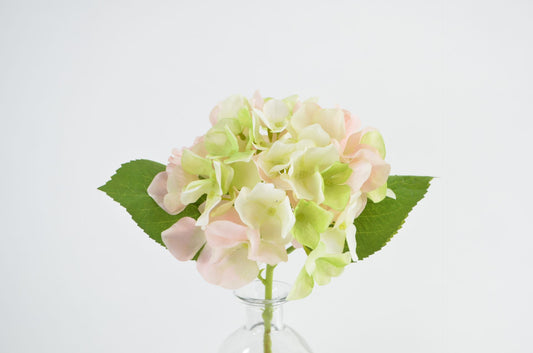 Deko Florale - Hortensia, 33cm, lyserød/grøn