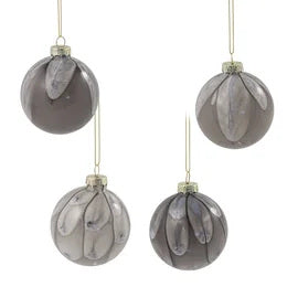 Godtbergsen Julekugler i Glas Ø8 cm Grå Nuancer med Glimmer
