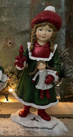 Godtbergsen Pige med Lys og Dukke Figur H19 cm