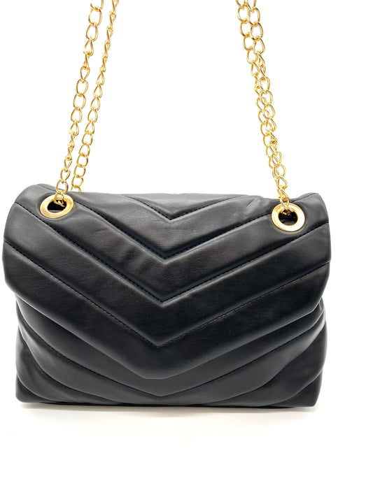 Sort Taske med Kæderem 27x22x11 cm