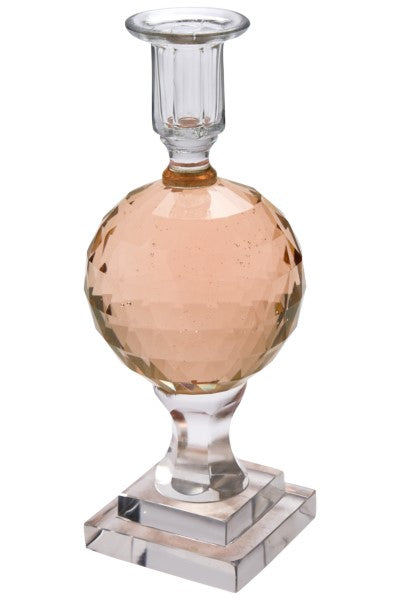 Eja Rosa Glas Kugle Lysestage på Fod til Kertelys H27xD11cm