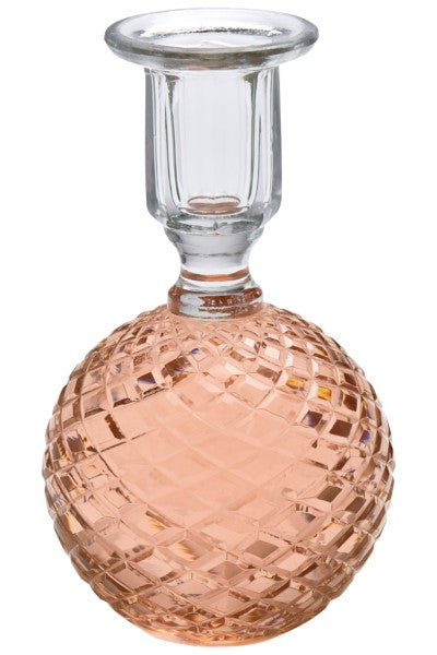 Eja Rosa Glas Kugle Lysestage H14xØ9cm