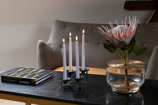 Cozzy Stagelys, 4 stk, Ø2,2xH28 cm, Fjernbetjening, 3D-Flamme