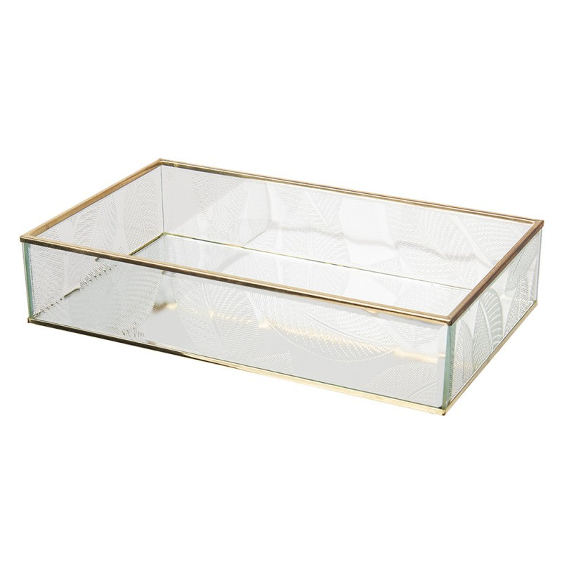 Clayre & Eef Rektangulært Smykkeskrin i Glas L29xB17xH6 cm