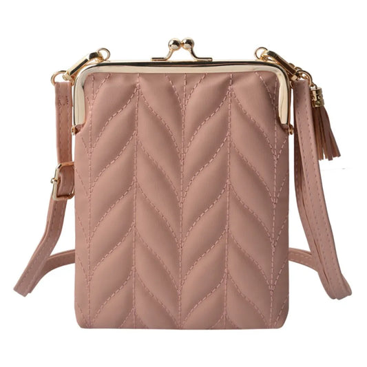 Clayre & Eef Håndtaske i Lyserødt Læderlook 13x3x17 cm