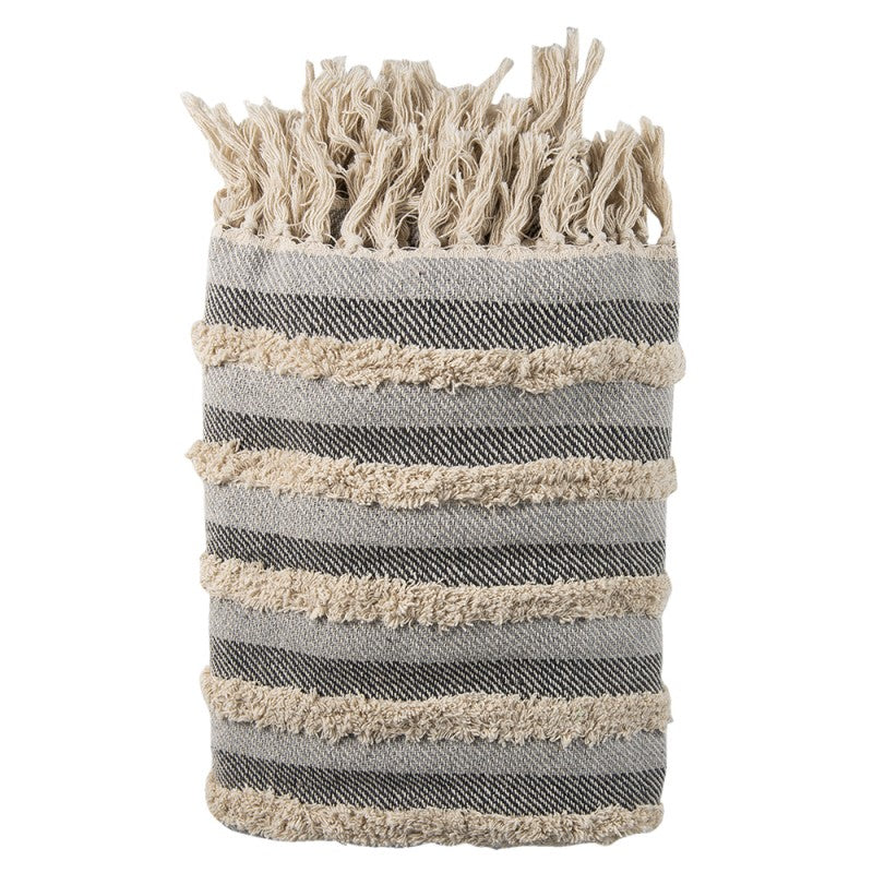 Clayre & Eef Blåt Bomuldstæppe 125x150 cm, Rektangulært