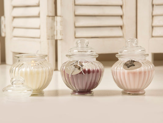 La Vida - Glass jar with vanilla scented candle, ivory