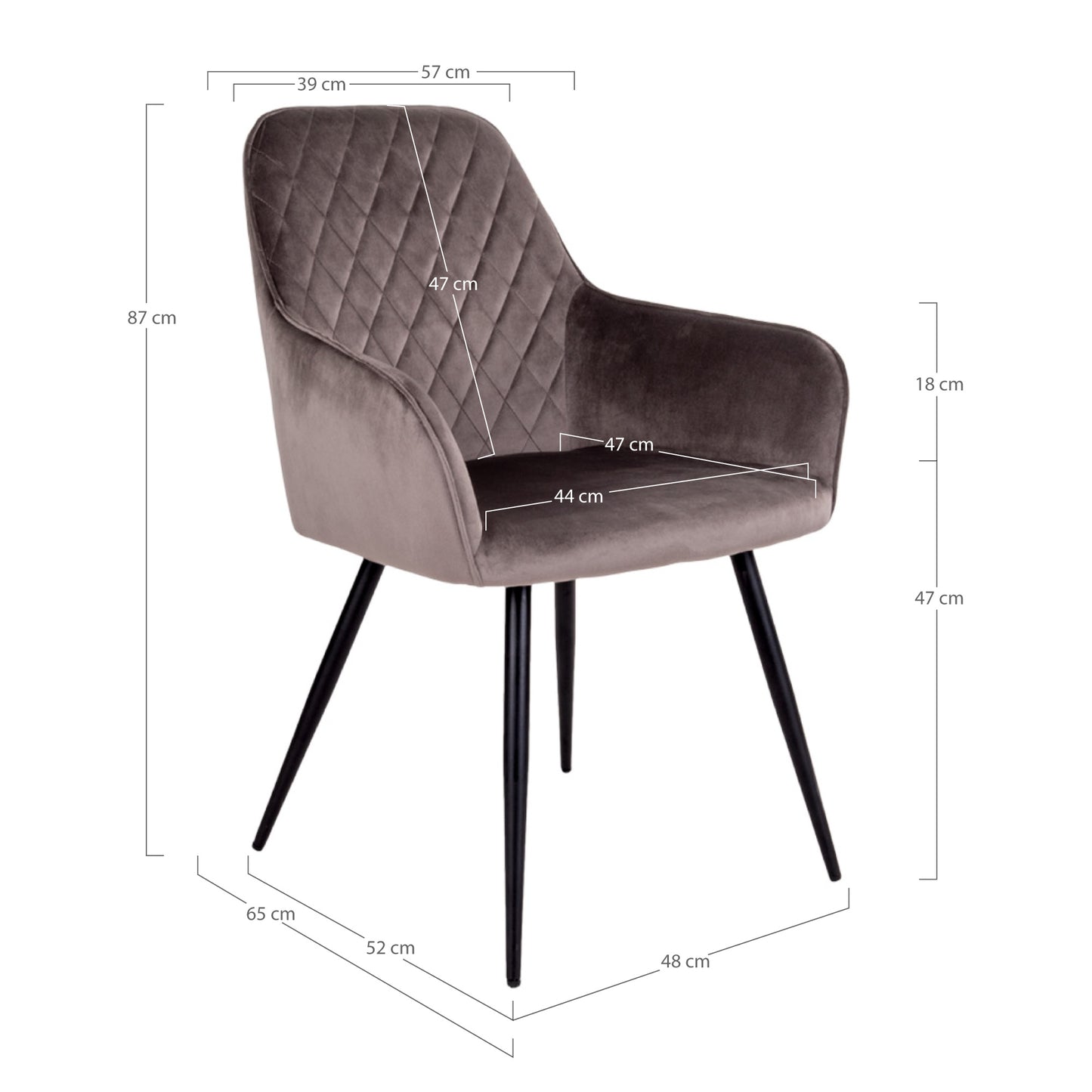 House Nordic - Harbo Dining table chair, Chair in mushroom velour