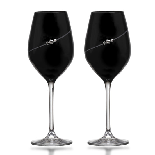 Matrivo Black White wine glasses with Swarovski crystals