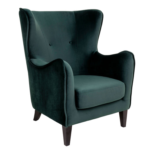 House Nordic - Campo Armchair in dark green velor with black legs