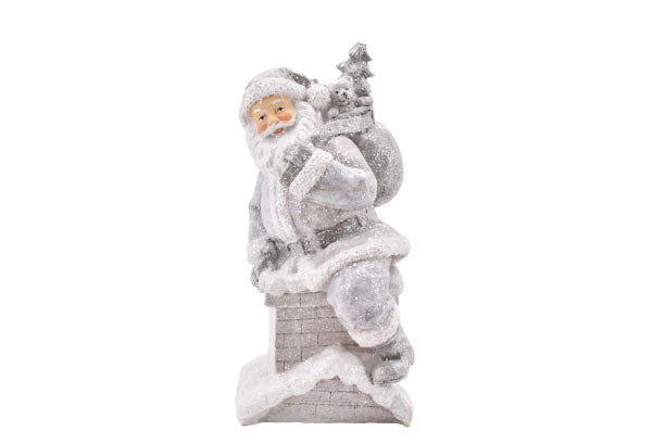 La Vida - Santa Claus w/gifts on the chimney grey/white
