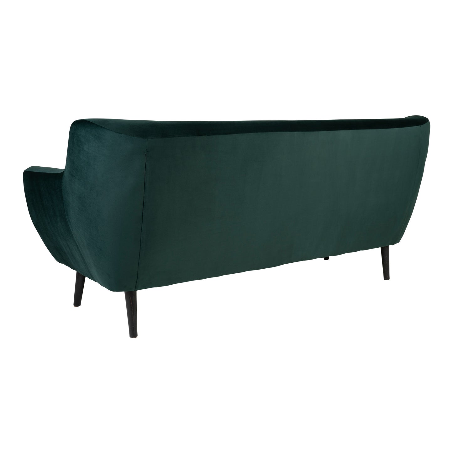 Monte 3 Personers sofa i mørkegrøn velour med sorte ben (En lille rids i stoffet uden betydning)