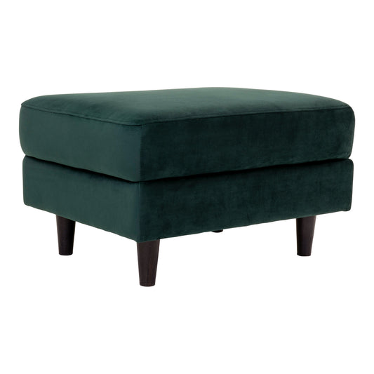 House Nordic - Bologna Pouf Pouf in dark green velor with black legs 52x68xH42 cm
