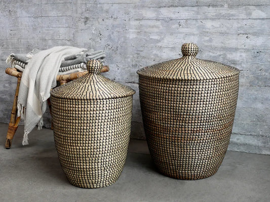 Chic Antique - Wicker basket with lid set of 2