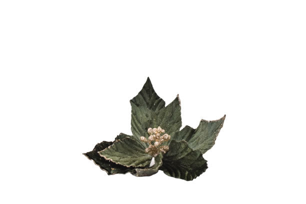 La Vida - Velor Christmas star on small stem, green stem: 9 cm / Ø18 cm