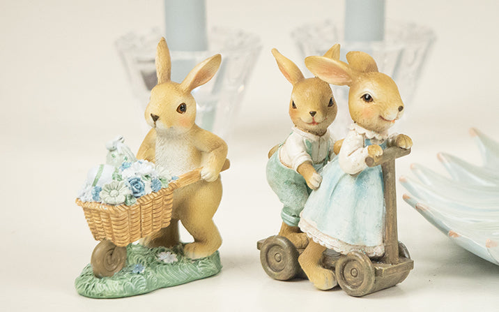 La Vida - Hare with wheelbarrow filled with eggs, blue