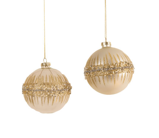La Vida - Christmas ball for hanging, glass/matte white with pearls