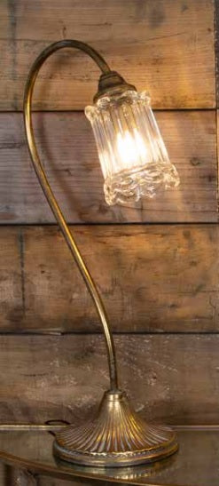 La Vida - Bordlampe, m. glasskærm, antik guld m. strømstik, H66 cm