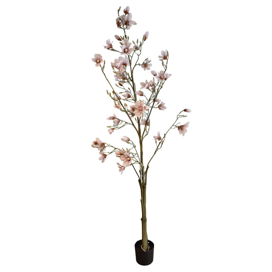 La Vida - Kunstigt magnolia træ, lyserød, i sort plastpotte