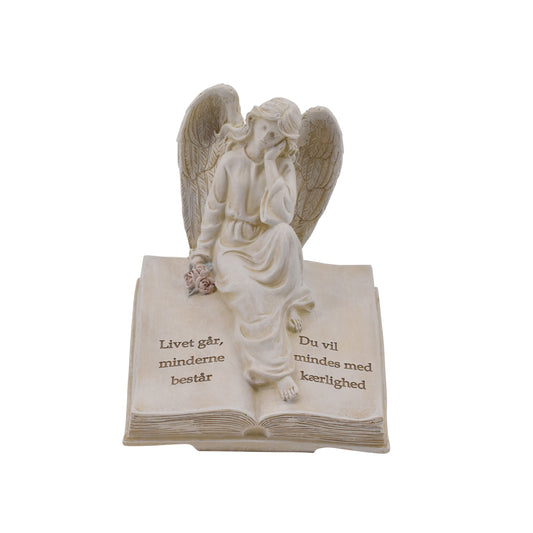 La Vida - Artificial grave decoration, angel on book H18.5 cm
