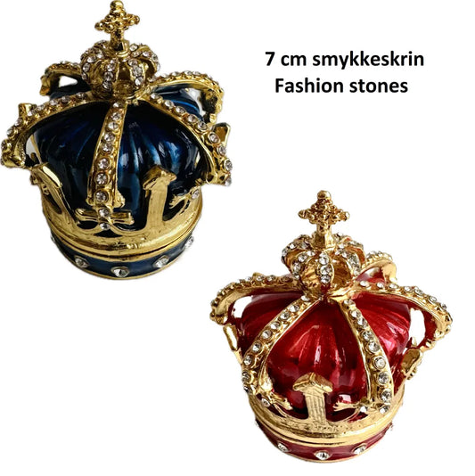 Eksklusivt Smykkeskrin i Krone Design med Fashion Stones - 2 Mixede Farver