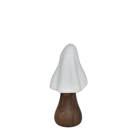 LED lampe mushroom, mørk træfod, lille