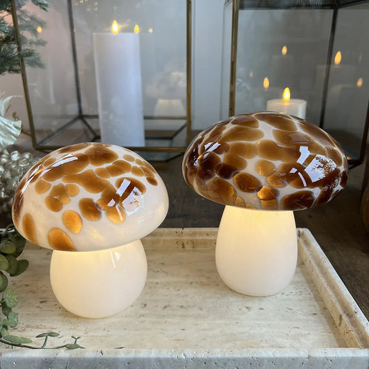 La Vida -LED glaslampe mushroom, lille, Cognac