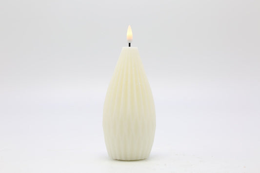 Decorative Floral LED lights, Cone-shaped with Grooves, Cream, D6.5xH15 cm