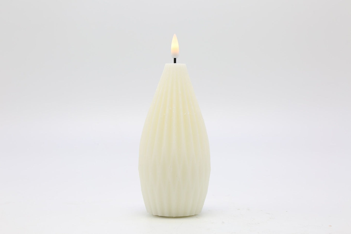 Decorative Floral LED lights, Cone-shaped with Grooves, Cream, D6.5xH15 cm